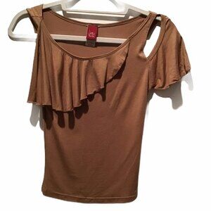 Ruffle Tan Sleeveless Top